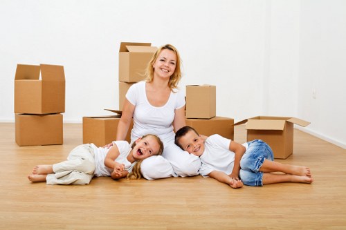 Packed moving boxes and furniture for a Tottenham Hale relocation