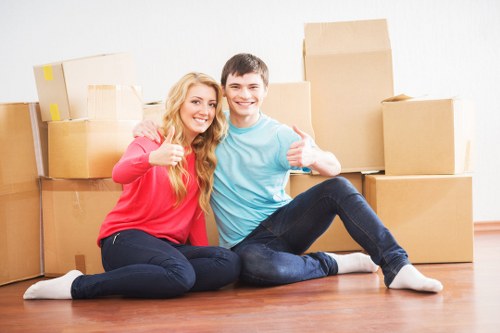 Prepared boxes and furniture ready for a Tottenham Hale move